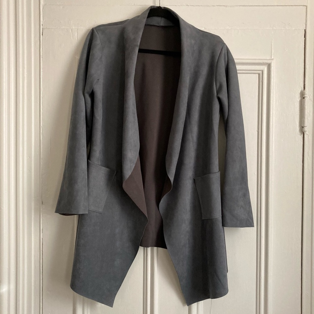 Italian-Made Women’s Suede textured Open Front Jacket